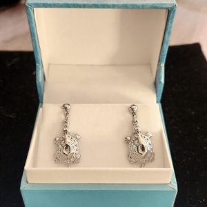 Silver Tone Turtle Earrings
